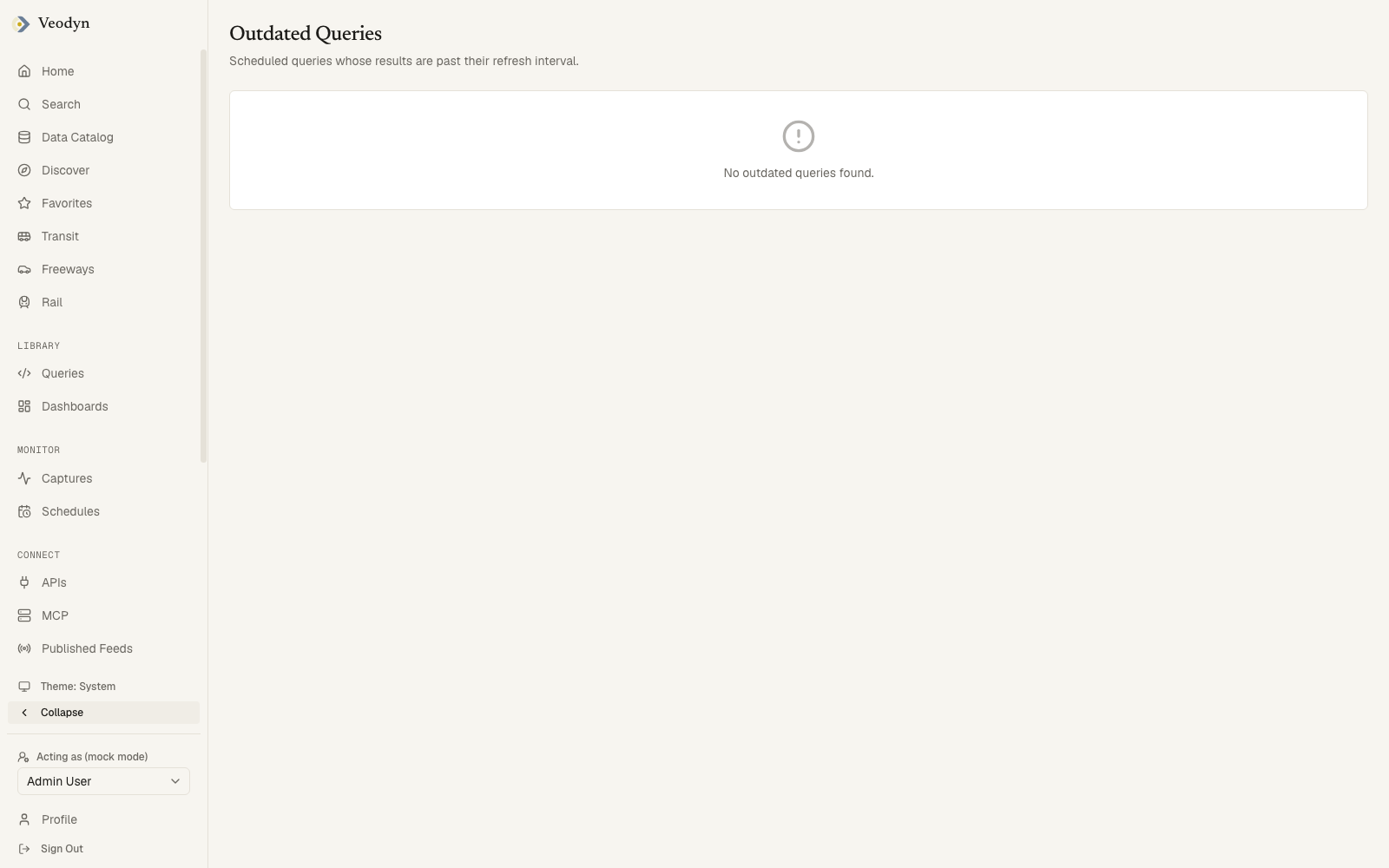 Outdated Queries, empty: no scheduled query is past its refresh interval
