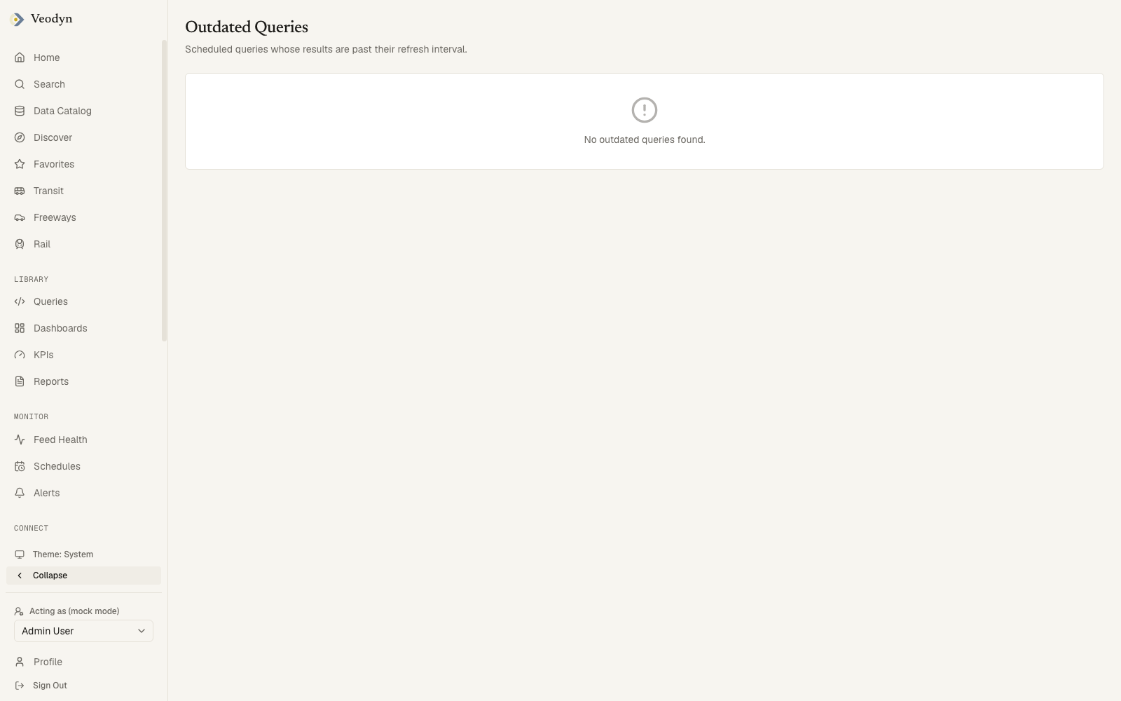Outdated Queries, empty: no scheduled query is past its refresh interval