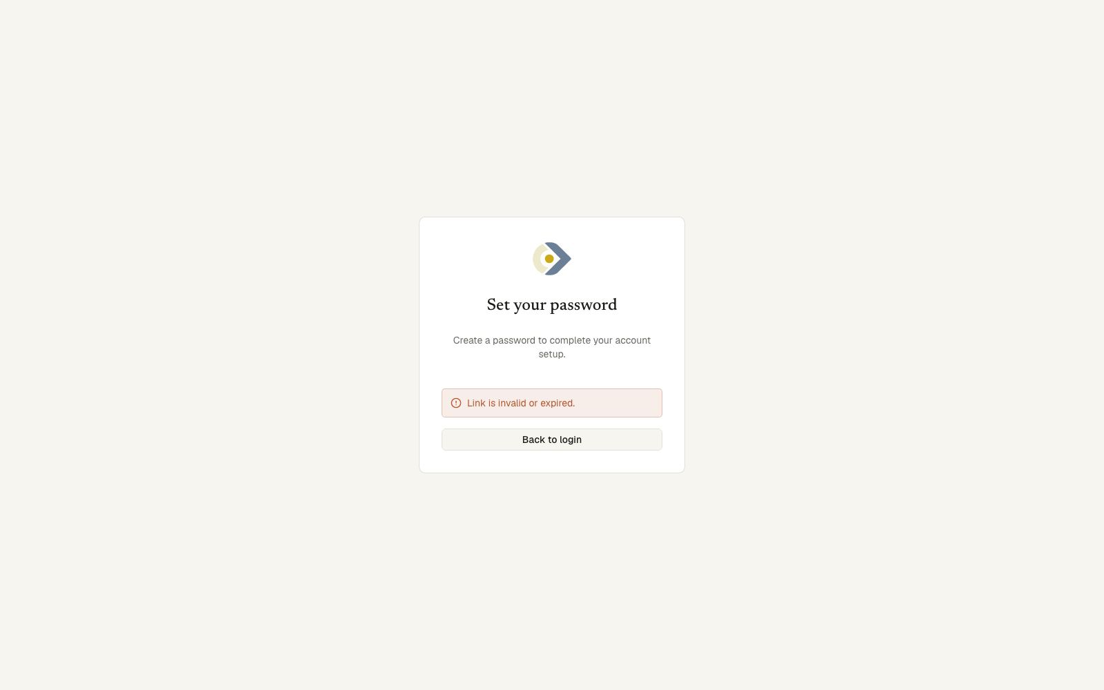 The invitation screen: Set your password, a confirmation field and an Activate account button