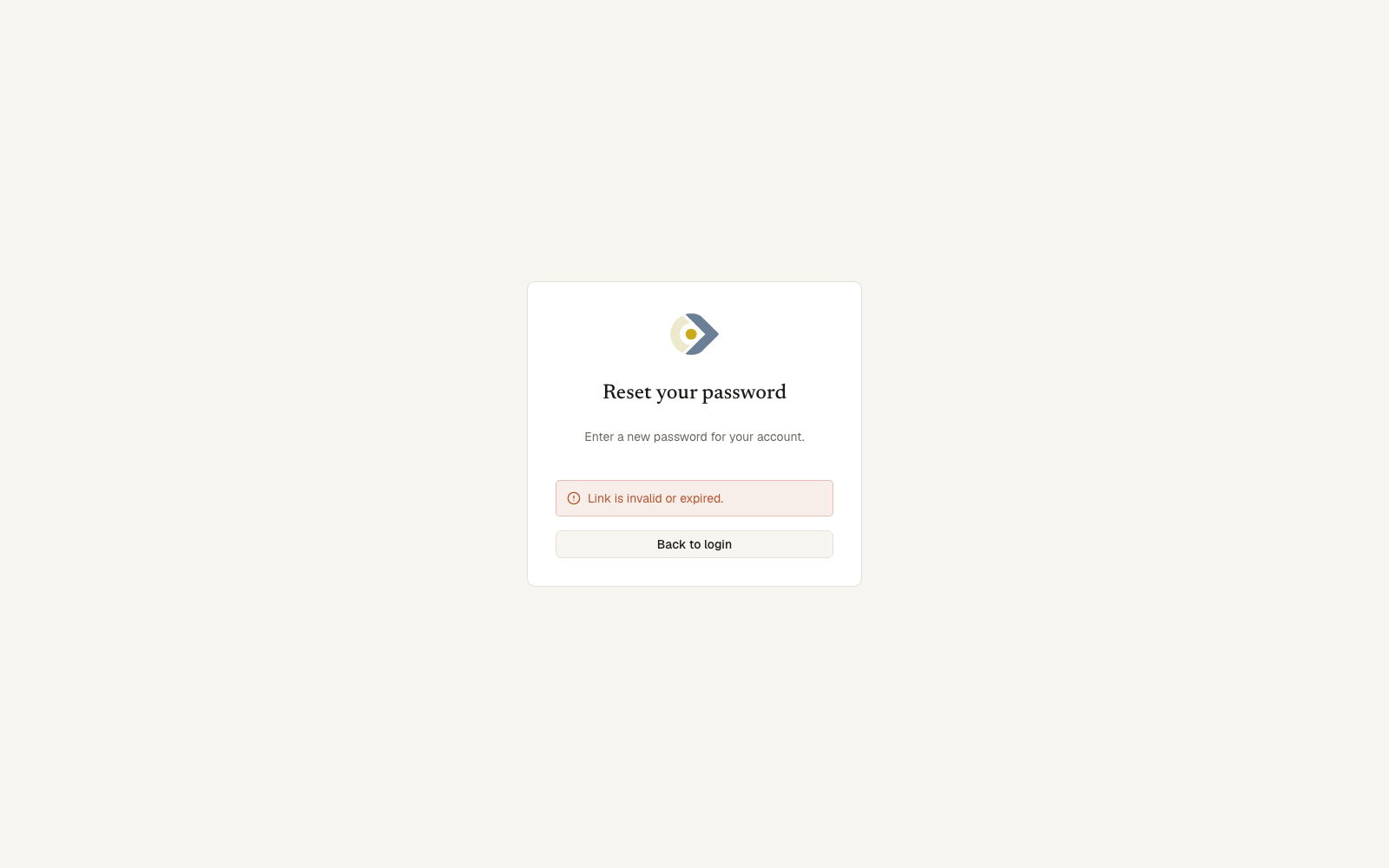 The password reset screen: Reset your password and a Set new password button